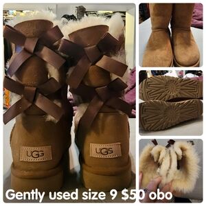 UGG Tan Bailey Boots with Bows